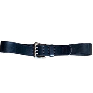 Mossimo black thick leather belt womens 3 prong buckle goth rock moto grunge
